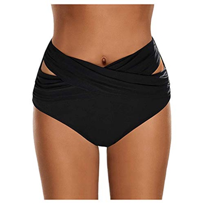 Soolike Shorts De Baño Corta Bikini Bragas para Playa Piscina，Braguitas De Bikini con Correa Cruzada De Gran Tamaño De Color Sólido De Cintura Alta pa