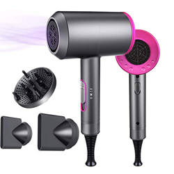 Secador de pelo de iones de 2000 W, ultraligero, con 3 boquillas, tres temperaturas y velocidades de viento para alisar, rizar y ondular para el hogar en oferta