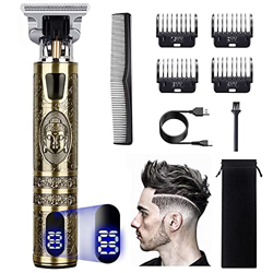 Cortapelos para hombre, profesional, inalámbrico, cortapelos eléctrico de 0 mm, recargable, con pantalla LCD para los niños y la familia (cobre) características