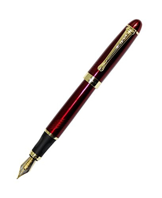Gullor Jinhao x450 - Pluma estilográfica, color azul, en diseño enroscado y dorado, color rojo oscuro
