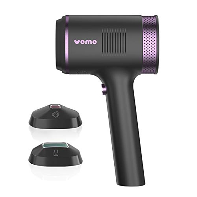 VEME Kyanite Depiladora Luz Pulsada para la Depilación Permanente del Vello Visible en Casa con 2 Cabezales para Cuerpo, Bikini, Axilas y Cara