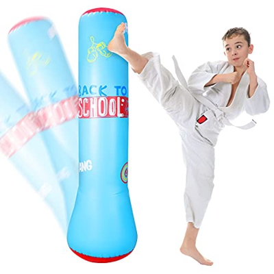 TBCWRH Saco de Boxeo de Pie para Niños,Bolsa de Arena Inflable para Fitness,120 cm Entrenador de Boxeo, Compañero de Boxeo, Ejercicio Boxeo Objetivo B