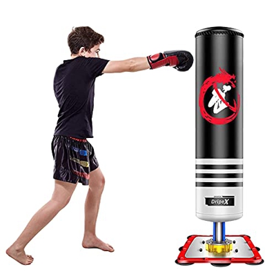 Dripex Saco Boxeo Niños, Saco de Boxeo de Pie Niños Profesional, No Hinchable, con Base de Succión, para Practicar Karate MMA Kick Boxing Bolsa de Box