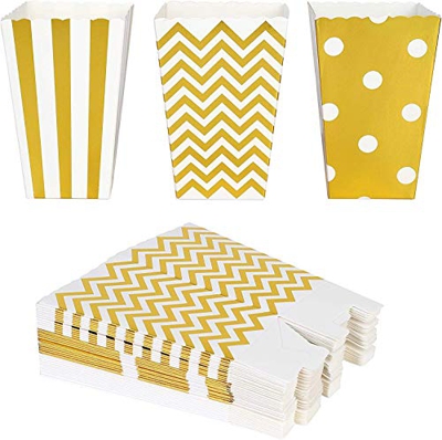 Caja de Palomitas de maíz,Cajas de Palomitas de maíz, contenedor de cartón para Dulces Cajas de Palomitas de maíz 36 Bolsas de Papel para Palomitas de