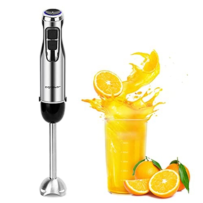 Aigostar Mixmaster - Batidora de Mano, 1000 W, Cuchillas de Acero Inoxidable Tipo 304, 6 Velocidades con Velocidad Graduable y Función Turbo. Incluye 