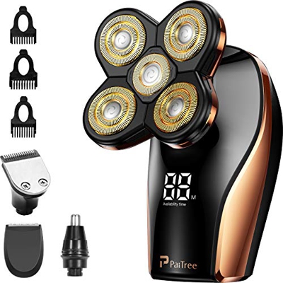 PaiTree - Maquinilla eléctrica para hombre, afeitadora de cabeza calva, sin cable, para nariz, recortadora de pelo, cepillo de limpieza facial, resist