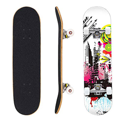 Patineta de 7 Capas de 31 "x 8" Pro Complete Skate Board Madera de Arce Longboards al Aire Libre para Adolescentes, Adultos, Principiantes, niñas, niñ en oferta