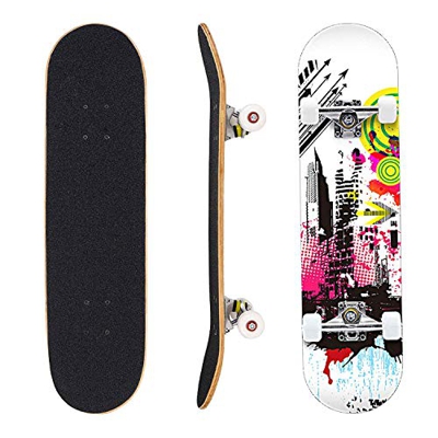 Patineta de 7 Capas de 31 "x 8" Pro Complete Skate Board Madera de Arce Longboards al Aire Libre para Adolescentes, Adultos, Principiantes, niñas, niñ