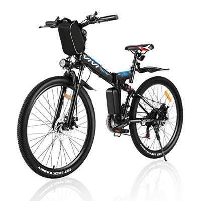 Vivi Bicicleta Eléctrica de Montaña Plegable, 26"E-Bike MTB Pedal Assist,350W Bici Electrica Plegable para Adultos,Shimano 21 Velocidades Velocidad Ba