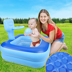 Jojoin Piscina Hinchable Infantil, Piscina de Agua para Niños con Base Hinchable Antideslizante, un aro de Baloncesto y una Pelota, Material de PVC, I características