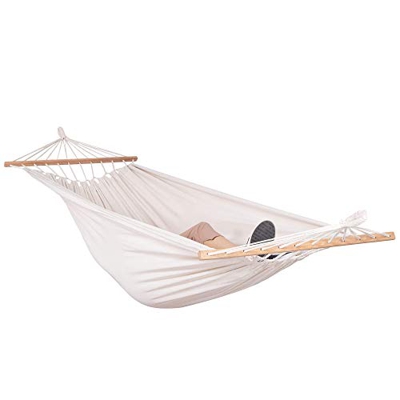 SPRINGOS Hamaca doble familiar con 2 cuerdas, hamaca brasileña, a rayas, hamaca para dos personas, de algodón, para relajación, jardín, porche, cómoda