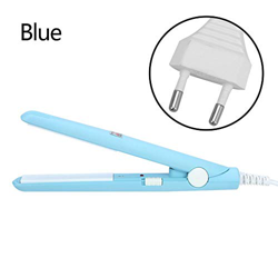 Mini plancha de pelo, 4 colores, 2 en 1, mini plancha de pelo de cerámica, turmalina, plancha de belleza, rizador de pelo, rulos (azul cielo europeo) características