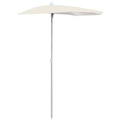 vidaXL Sombrilla de Jardín Semicircular con Palo Parasol Patio Terraza Protección contra Rayos Ultravioleta Playa Piscina Toldo 300x150 cm Arena precio