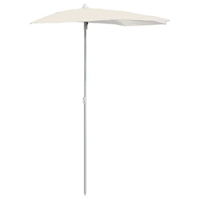 vidaXL Sombrilla de Jardín Semicircular con Palo Parasol Patio Terraza Protección contra Rayos Ultravioleta Playa Piscina Toldo 300x150 cm Arena
