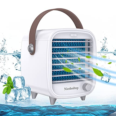 Nicehedtop Mini Enfriador Aire Acondicionado Portátil USB Móvil Escritorio,Mini Aire Acondicionado Portátil con Ventilador Humidificador,Climatizador 