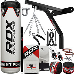 RDX Saco de Boxeo Relleno MMA Muay Thai Kick Boxing Artes Marciales con Soporte Pared Cadena Guantes 17PC 4FT 5FT Punching Bag en oferta