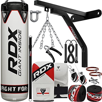 RDX Saco de Boxeo Relleno MMA Muay Thai Kick Boxing Artes Marciales con Soporte Pared Cadena Guantes 17PC 4FT 5FT Punching Bag