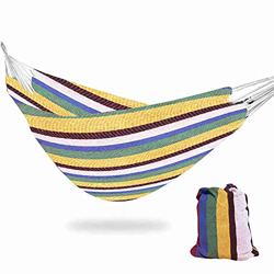 Hamaca de 200 x 150 cm, grande, de algodón, para 2 personas, tamaño XXL, capacidad de carga de hasta 200 kg, portátil, con bolsa de transporte, para t en oferta