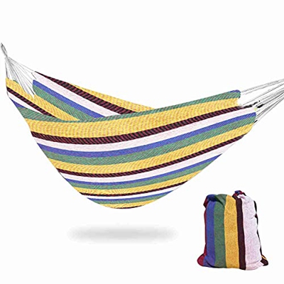 Hamaca de 200 x 150 cm, grande, de algodón, para 2 personas, tamaño XXL, capacidad de carga de hasta 200 kg, portátil, con bolsa de transporte, para t