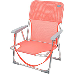 Aktive 62625 - Silla de playa plegable, 55x35x72 cm, Aktive Beach, color coral, Silla plegable baja, Tubos de aluminio, Asa de transporte, peso máximo precio
