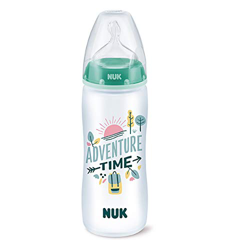 Biberón NUK FC+ PP Hello Adventure 360ml silicona de 6 a 18 meses. Color verde en oferta