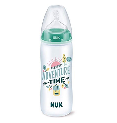 Biberón NUK FC+ PP Hello Adventure 360ml silicona de 6 a 18 meses. Color verde