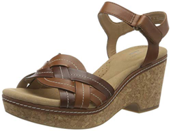 Clarks Giselle Coast, Sandalia con talón Mujer, Dark Tan Leather, 40 EU características