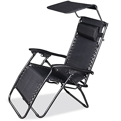 Qdreclod Tumbona Plegable Terraza con Parasol, Tumbonas Jardin Exterior, Tumbona Playa Plegable, 250kg de Capacidad de Carga, Tumbona para Piscina Ext