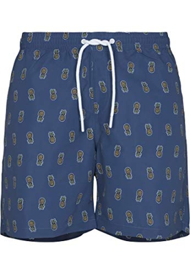 Urban Classics Badehose Pineapple Swim Shorts Bañadores Ajustados para Hombre, Vintage Blue, M