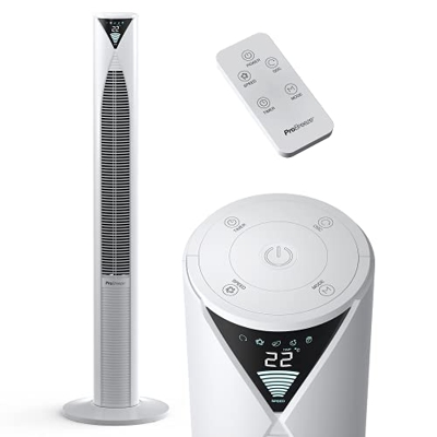 Pro Breeze Ventilador de Torre Ultrapotente de 117 cm, Motor Oscilante de 45 W, 3 Velocidades, 4 Modos de funcionamiento y Temporizador de 12 h
