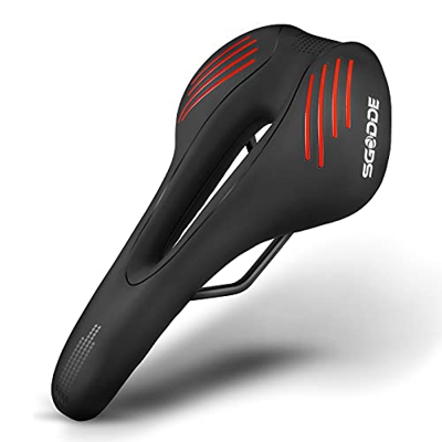 Sillín de Bicicleta,SGODDE Sillin Bicicleta Montaña Esponja Rebote Lento, 27x15 cm Asiento de Bicicleta Hueco Ergonómico,Amortiguación,Impermeables y 