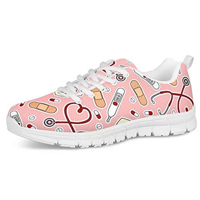 POLERO Nurse Zapatillas para Enfermera patrón para Mujer Hombre Zapatillas Deportivas Ligeras para Correr Gimnasio Zapatillas Zapatos de Ocio 36-45 EU