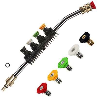 Lanza de lavado de coche de alta presión para Bosch AQT Series con 5 boquillas de conexión rápida, barra curvada para lavadora a presión Black &Decker