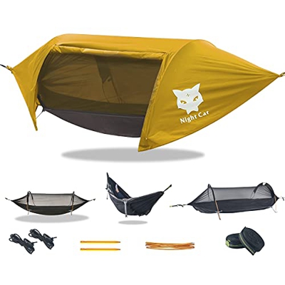 Night Cat Hamaca Tienda con Mosquitera Impermeable Rainfly para 1 Persona Senderismo Camping en Jardín Patio Trasero Wild