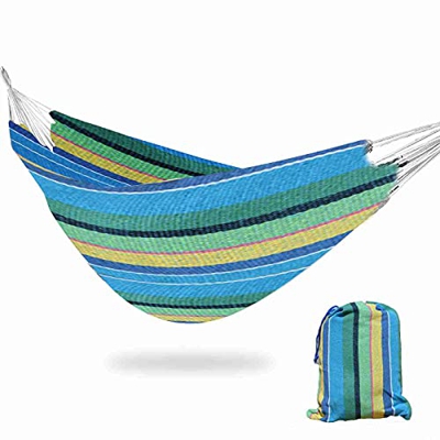 Hamaca de 200 x 150 cm, grande, de algodón, para 2 personas, tamaño XXL, capacidad de carga de hasta 200 kg, portátil, con bolsa de transporte, para t