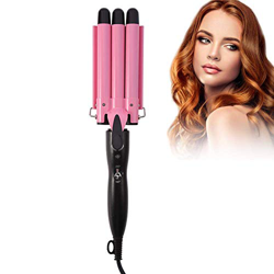 Rizador de pelo de tres barriles, 3 barriles para rizar, turmalina, cerámica, con mango antideslizante, temperatura ajustable en oferta
