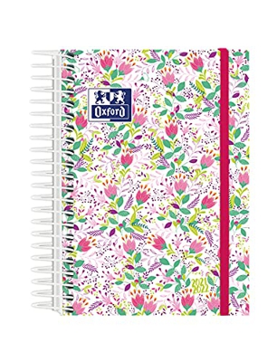 Agenda Escolar 2021/2022 Oxford Blossom, Dia Página, Tapa Extradura, 8º (12x18 cm), Floral Fucsia
