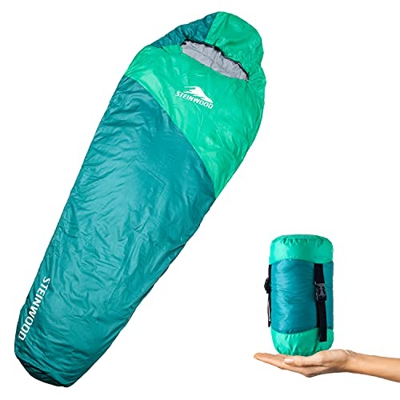 Steinwood Saco de dormir ultraligero de verano, para camping, para exteriores, saco de dormir tipo momia