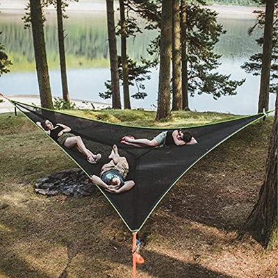 Hamaca aérea para Acampar, Hamaca portátil para Varias Personas de 3 Puntos, Hamaca aérea portátil con árbol Triangular, Asiento Colgante para Acampar
