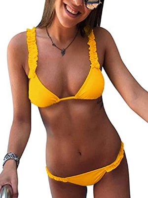 Tuopuda Bikini Mujer Conjunto De Bikini Ajustable de Traje de Baño de Bikini de Ruffle Flounce para Mujer Playa de Verano Sexy Conjunto de Bikini Bras