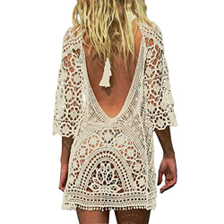 Yuson Girl Verano Pareo Playa Mujer Cuello Halter Elegante Traje Ropa De Baño Suelto Manga Larga Vestido Floral Playa Pareo Transparente Crochet Cardi características