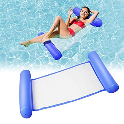 Cama flotante de agua Hamaca para salón, hamaca de agua, hinchable, tumbona para mar o piscina (Dark Blue-1)