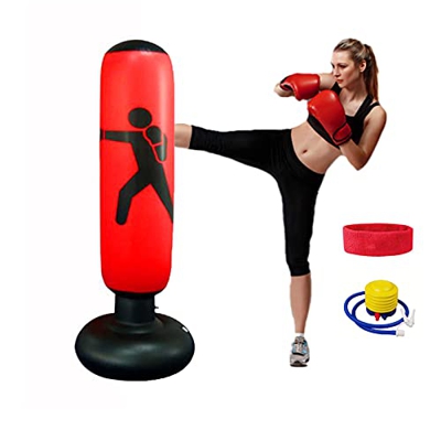 El 160cm Bolsa de Boxeo de pie Niños Adultos, Macllar Sacos de Boxeo con Soporte de Objetivo para Trabajo Pesado, Entrenamiento físico en casa, Equipo