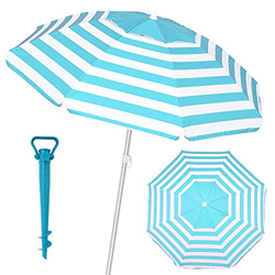 Pack sombrilla de Playa antiviento de Ø 180 cm Turquesa de Aluminio y Fibra Vidrio, con Soporte de Arena - LOLAhome precio