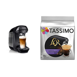 Bosch TAS1002 TASSIMO Happy Cafetera de cápsulas, 1400 W, color negro y TASSIMO L'Or Café Lungo Profondo - 5 paquetes de 16 cápsulas: Total 80 unidade en oferta