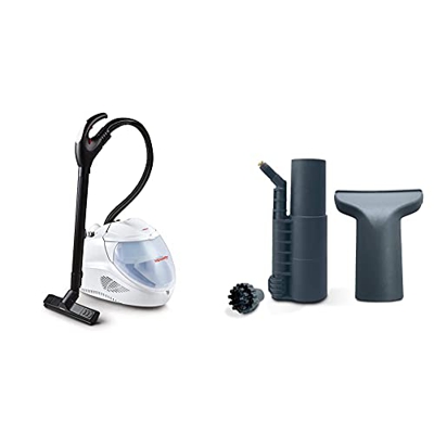 Polti Vaporetto Lecoaspira FAV30 - Aspiradora de trineo, autonomía ilimitada, 4 bar, 2200 W, 1.5 litros, aluminio, blanco + Polti PAEU0294- Kit de acc