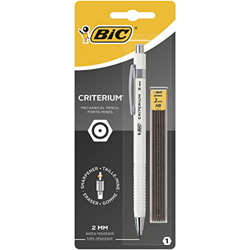BIC Criterium Portaminas 2,00 mm - Cuerpo Blanco o Negro, Blíster de 1 + 6 Minas, Perfecto para Dibujo Técnico en oferta