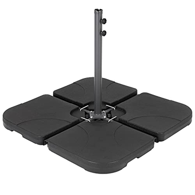ECD Germany Base o Pie para Sombrilla con Juego de 4 Paragüeros Rellenables de hasta 60L de Agua / 80kg de Arena Peso de Paraguas Cruzado en el Suelo 
