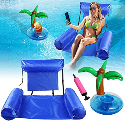 Faffooz Fila Flotante Inflable, Sillón reclinable Inflable de Agua Hamaca de Agua Inflable para Piscina de Adultos Utilizado para Jugar en el Parque a