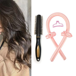 1 diadema de 2,5 cm x 100 cm, color rosa, sin calor, rizador de espuma suave, con 2 bucles de pelo, 1 clip de pelo y 1 peine para rizar, para el kit d en oferta